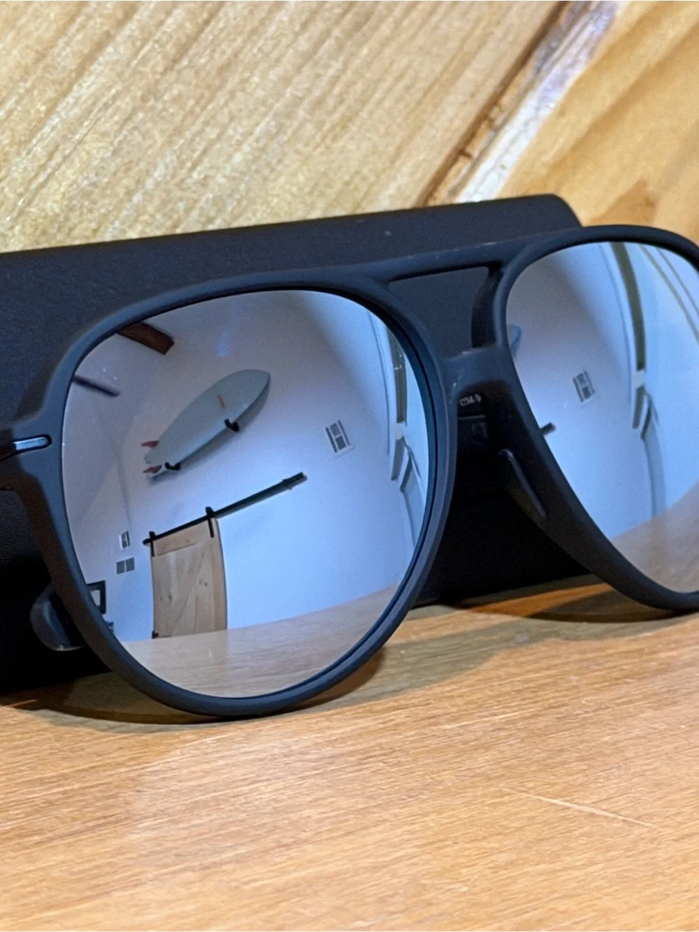 Roka Havana Matte Black Aviator Sunglasses with Mirrored Lenses